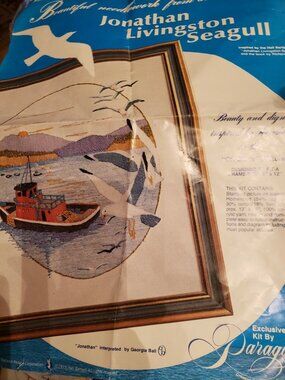 Paragon Needlecraft  Jonathan Livingston Boat Seagulls Off Shore Needlepoint